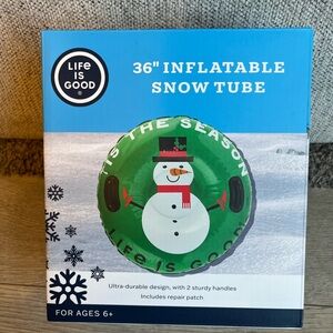 Life Is Good Infatable Snow Tube - Green with Snowman